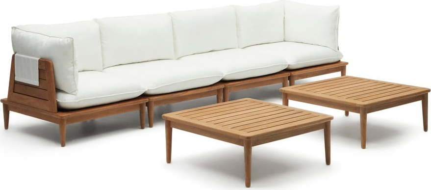 Bílý zahradní lounge set z teakového dřeva pro 4 Portitxol – Kave Home Kave Home