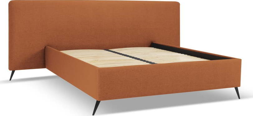 Čalouněná dvoulůžková postel v cihlové barvě s úložným prostorem a roštem 180x200 cm Walter – Milo Casa Milo Casa