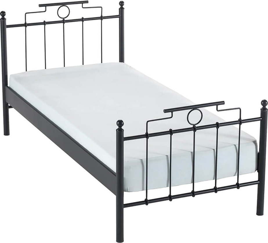 Černá kovová jednolůžková postel s roštem 120x200 cm Hatkus – Kalune Design Kalune Design