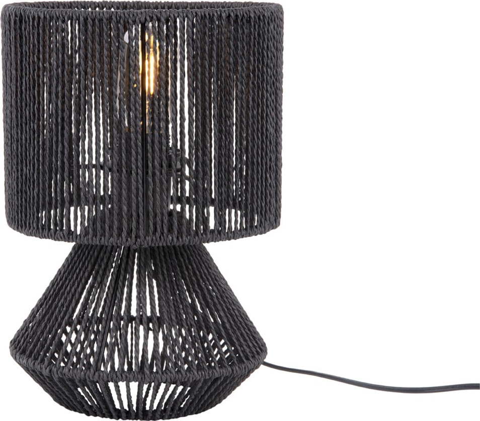 Černá stolní lampa se stínidlem z papírového výpletu (výška 30 cm) Forma – Leitmotiv Leitmotiv