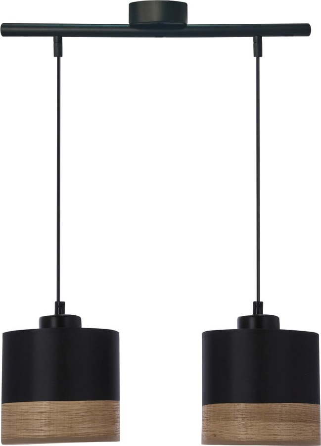 Černé závěsné svítidlo s textilním stínidlem ø 15 cm Porto – Candellux Lighting Candellux Lighting