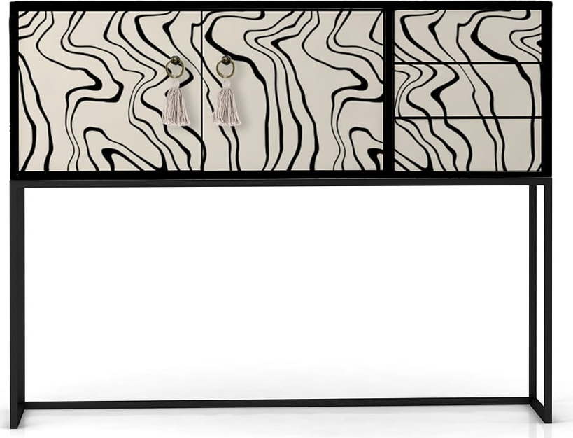 Černo-béžová nízká komoda 113x92 cm Freya – Really Nice Things Really Nice Things