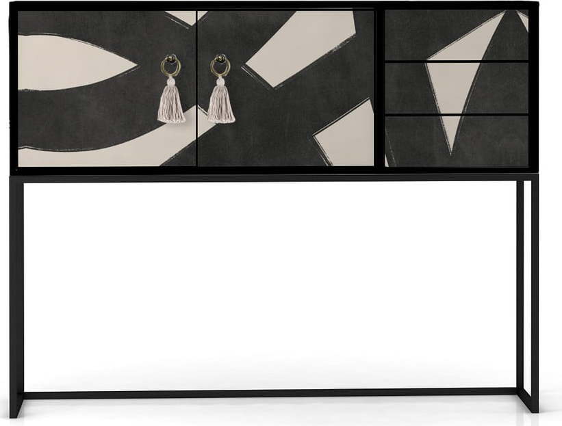 Černo-béžová nízká komoda 113x92 cm Freya – Really Nice Things Really Nice Things