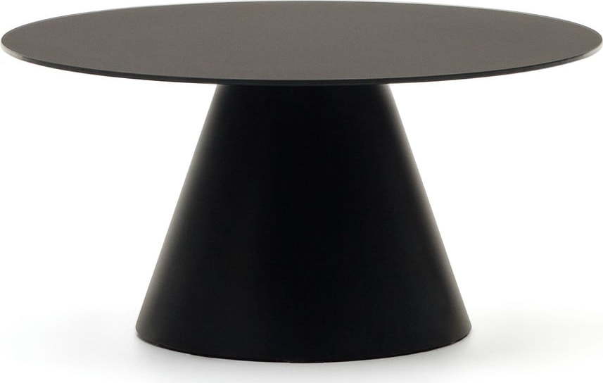 Černý kulatý konferenční stolek se skleněnou deskou ø 80 cm Wilshire – Kave Home Kave Home
