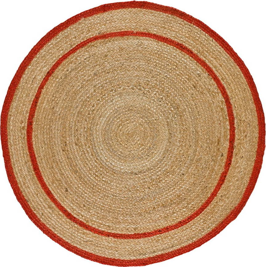 Červeno-přírodní barvě kulatý koberec ø 120 cm Mahon – Universal Universal