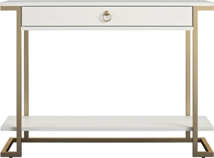 Konzolový stolek v bílo-zlaté barvě CosmoLiving by Cosmopolitan Camila