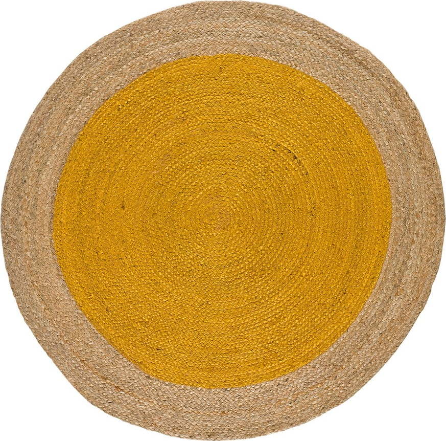 Kulatý koberec v přírodní a horčicové barvě ø 120 cm Mahon – Universal Universal