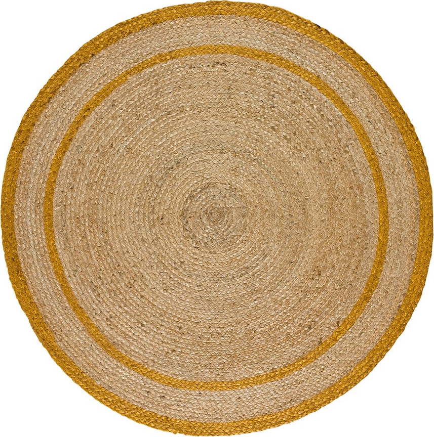 Kulatý koberec v přírodní a horčicové barvě ø 120 cm Mahon – Universal Universal
