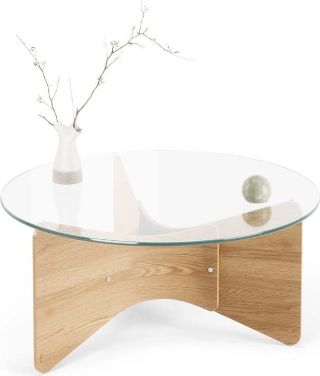 Kulatý konferenční stolek se skleněnou deskou v přírodní barvě ø 84 cm Madera – Umbra Umbra