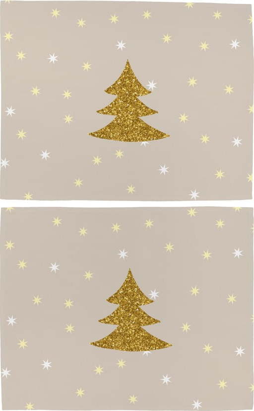 Látková prostírání s vánočním motivem v sadě 2 ks 35x45 cm Gold Tree – Butter Kings Butter Kings