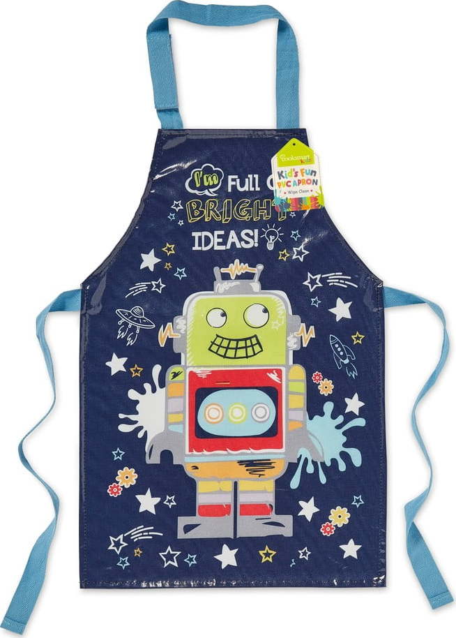 Modrá bavlněná dětská zástěra Cooksmart ® Robot Cooksmart