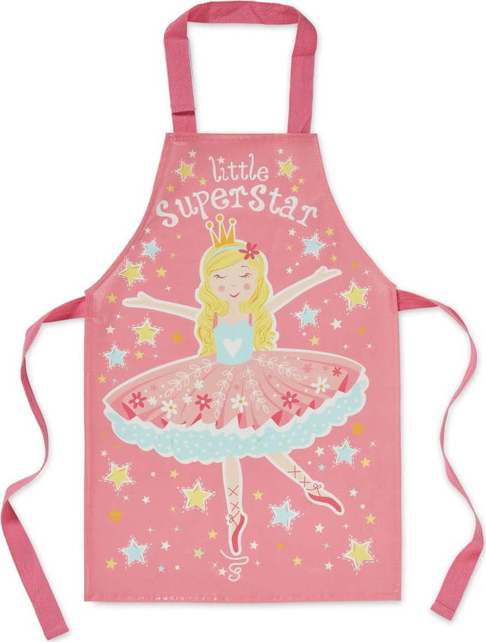 Růžová bavlněná dětská zástěra Cooksmart ® Little Super Star Cooksmart