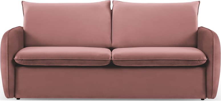 Růžová sametová rozkládací pohovka 194 cm Vienna – Cosmopolitan Design Cosmopolitan design