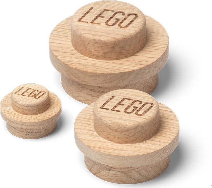 Sada 3 nástěnných háčků z dubového dřeva LEGO® Wood LEGO