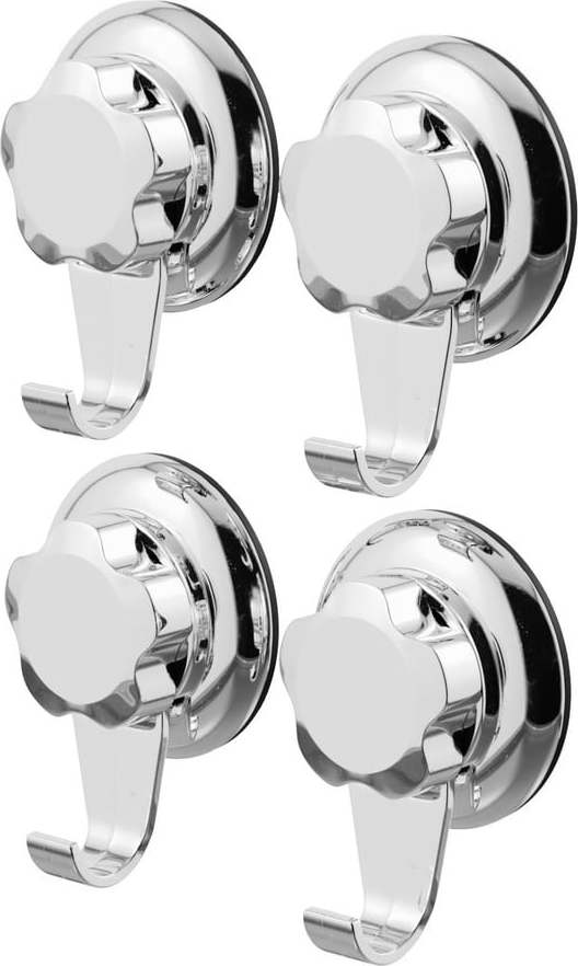 Samodržící kovové háčky v sadě 4 ks ve stříbrné barvě Bestlock Bath – Compactor Compactor