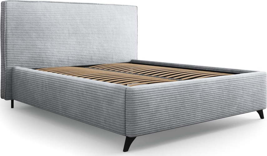 Šedá čalouněná dvoulůžková postel s úložným prostorem a roštem 140x200 cm Malou – Milo Casa Milo Casa