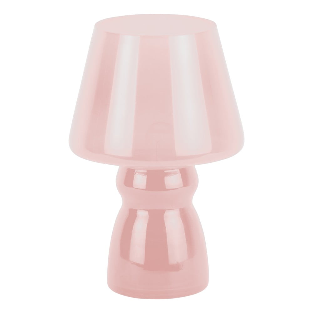 Světle růžová LED stolní lampa se skleněným stínidlem (výška 25