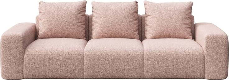 Světle růžová pohovka z textilie bouclé 287 cm Feiro – MESONICA MESONICA