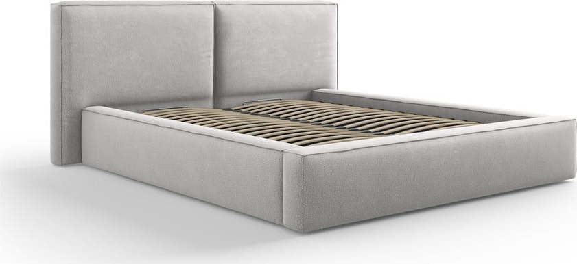 Světle šedá čalouněná dvoulůžková postel s úložným prostorem a roštem 160x200 cm Arendal – Cosmopolitan Design Cosmopolitan design