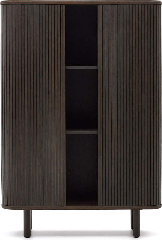 Tmavě hnědá skříňka v dekoru jasanu s posuvnými dveřmi 110x140 cm Mailen – Kave Home Kave Home