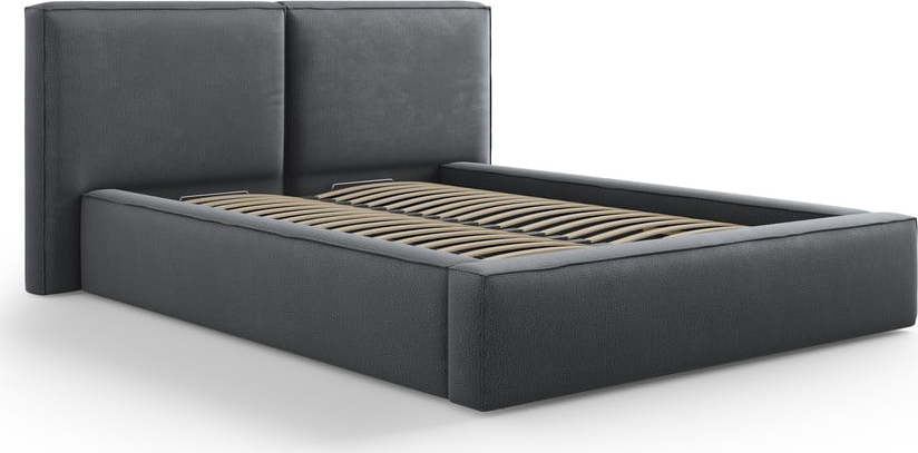 Tmavě šedá čalouněná dvoulůžková postel s úložným prostorem a roštem 140x200 cm Arendal – Cosmopolitan Design Cosmopolitan design