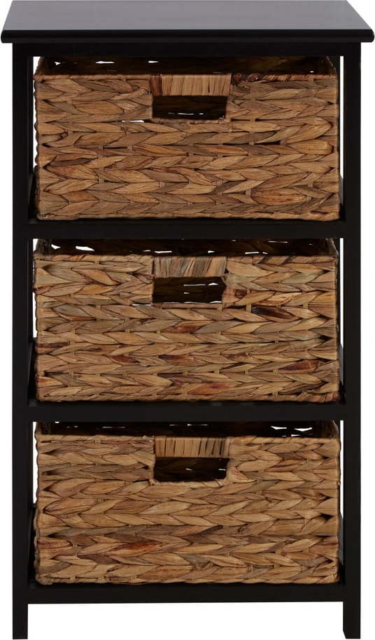Vysoká komoda z masivu pavlovnie v černo-přírodní barvě 41x70 cm Padstow – Premier Housewares Premier Housewares