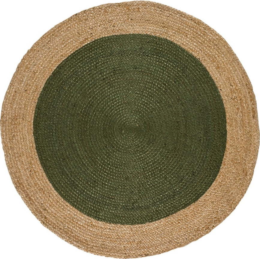 Zeleno-přírodní barvě kulatý koberec ø 120 cm Mahon – Universal Universal