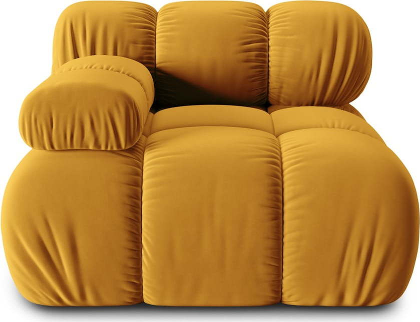 Žlutý sametový modul pohovky (levý roh) Bellis – Micadoni Home Micadoni Home