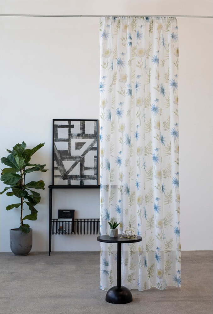 Modro-bílá záclona 140x260 cm Tropical – Mendola Fabrics Mendola Fabrics