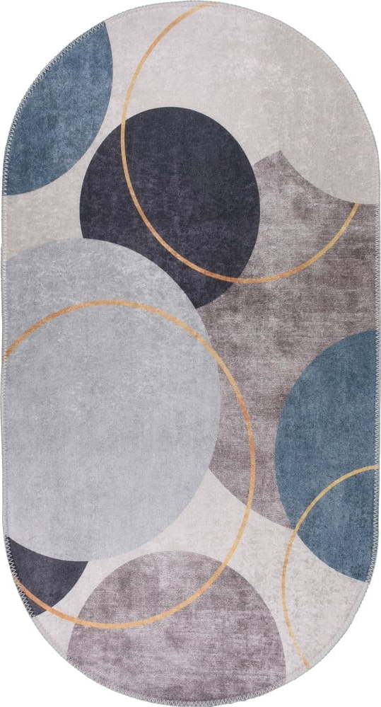 Modro-šedý pratelný koberec 80x120 cm Oval – Vitaus Vitaus