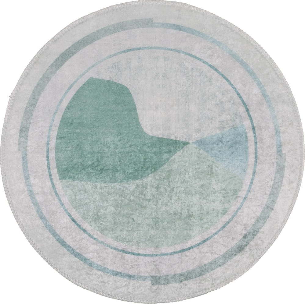 Pratelný kulatý koberec v krémovo-tyrkysové barvě ø 120 cm Yuvarlak – Vitaus Vitaus