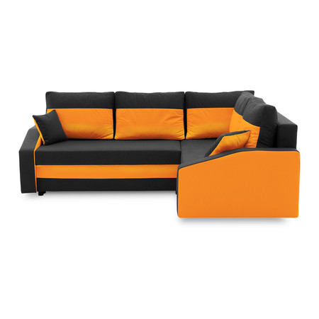 Rohová rozkládací sedací souprava GRANDE PLUS - color mikro Pravá Černá + Oranžová Signal-nabytek