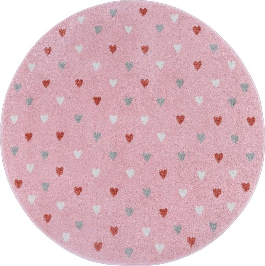 Růžový dětský koberec ø 100 cm Little Hearts – Hanse Home Hanse Home
