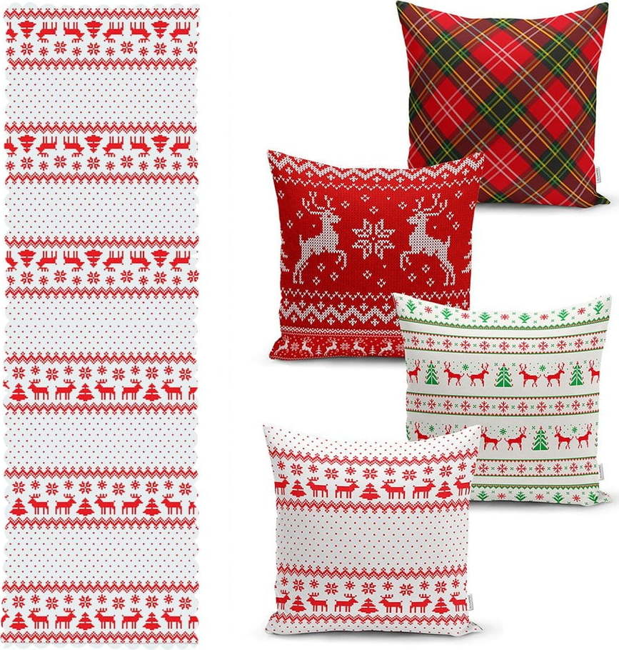 Sada 4 vánočních povlaků na polštář a běhounu na stůl Minimalist Cushion Covers Nordic Knit Minimalist Cushion Covers