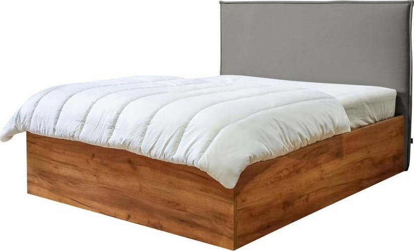 Šedo-přírodní dvoulůžková postel s úložným prostorem s roštem 160x200 cm Cara – Bobochic Paris Bobochic Paris