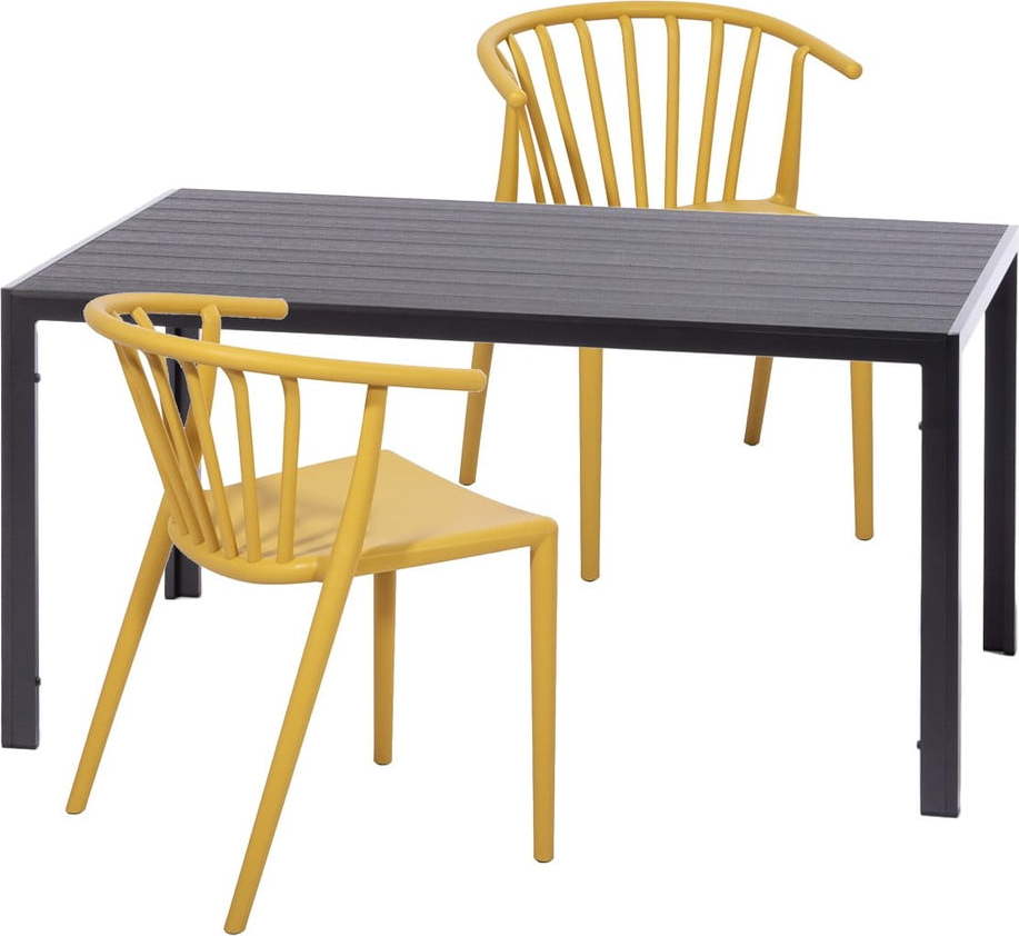 Set 2 žlutých jídelních židlí Capri a černého stolu Viking – Bonami Essentials Bonami Essentials