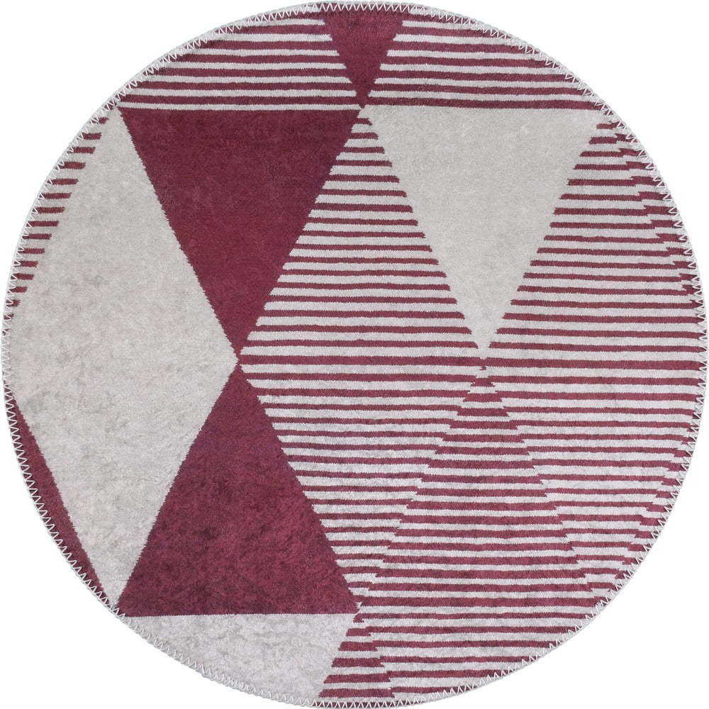 Vínový pratelný kulatý koberec ø 120 cm Yuvarlak – Vitaus Vitaus