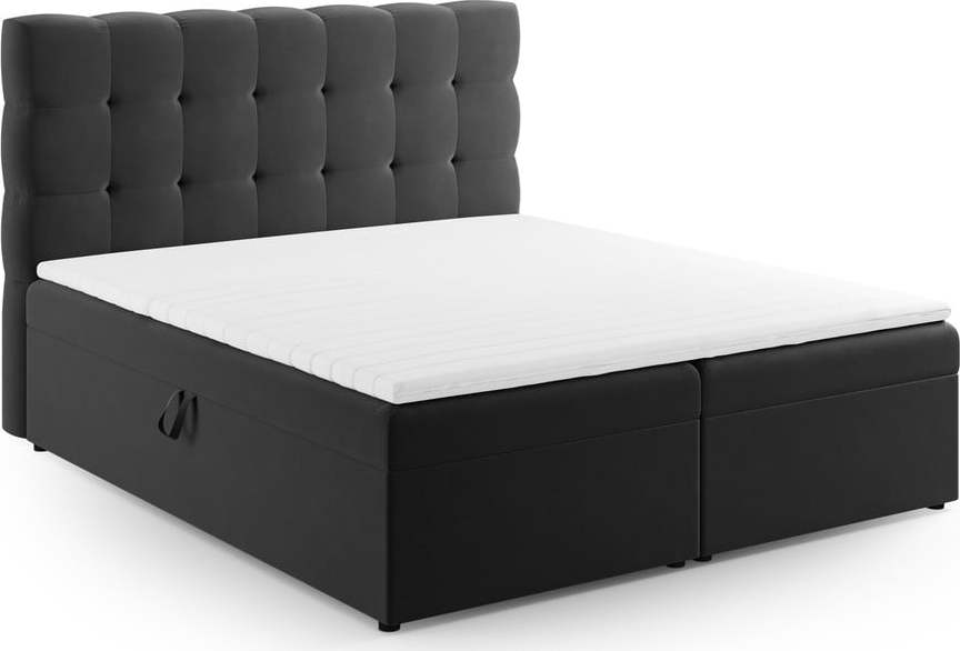 Antracitová boxspring postel s úložným prostorem 180x200 cm Bali – Cosmopolitan Design Cosmopolitan design