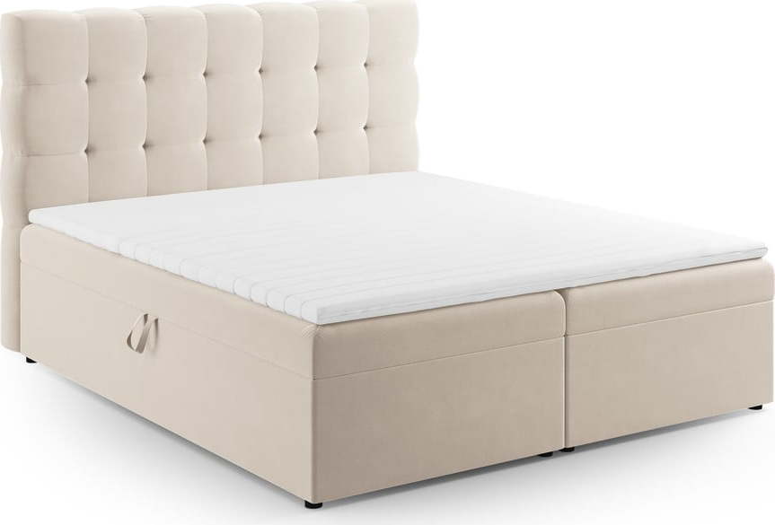 Béžová boxspring postel s úložným prostorem 160x200 cm Bali – Cosmopolitan Design Cosmopolitan design