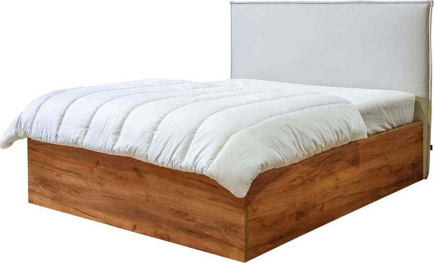 Béžovo-přírodní dvoulůžková postel s úložným prostorem s roštem 140x190 cm Cara – Bobochic Paris Bobochic Paris