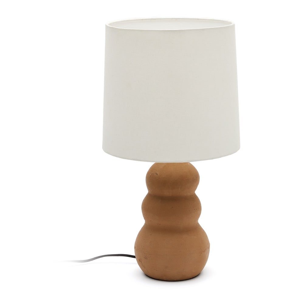 Bílo-hnědá stolní lampa s textilním stínidlem (výška 55 cm) Madsen – Kave Home Kave Home
