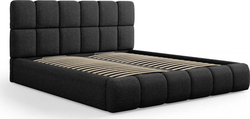 Černá čalouněná dvoulůžková postel s úložným prostorem s roštem 200x200 cm Bellis – Micadoni Home Micadoni Home