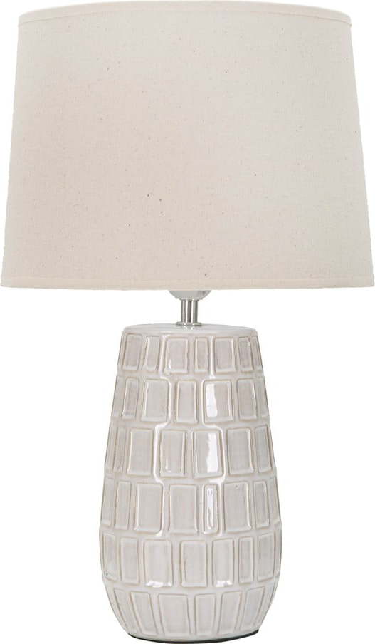 Krémová keramická stolní lampa s textilním stínidlem (výška 44