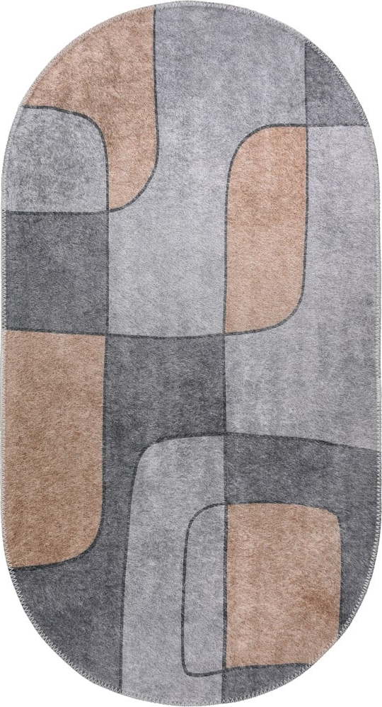 Šedý pratelný koberec 60x100 cm Oval – Vitaus Vitaus
