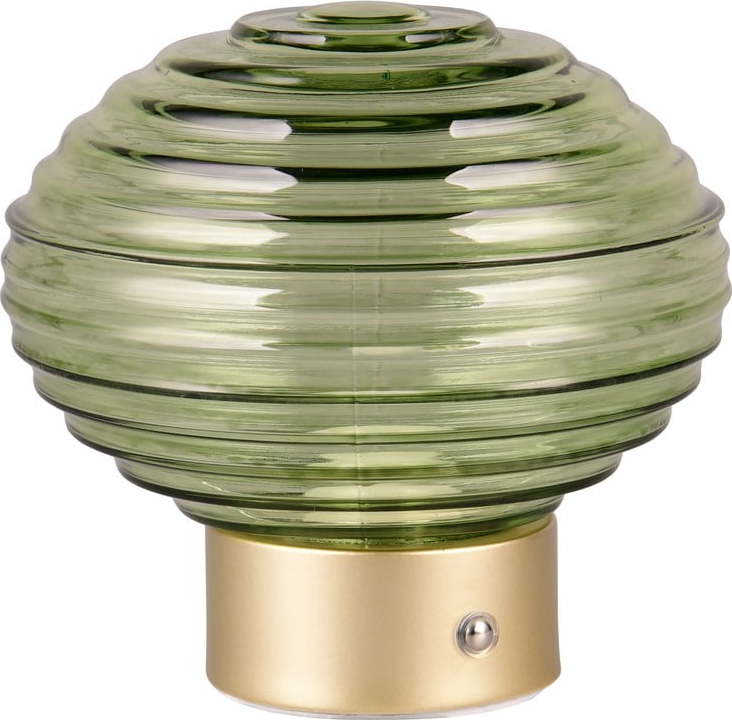 Stmívatelná LED stolní lampa v zelené a zlaté barvě se skleněným stínidlem (výška 14