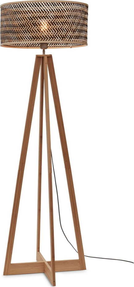 Stojací lampa s bambusovým stínidlem v černo-přírodní barvě (výška 145 cm) Java – Good&Mojo Good&Mojo
