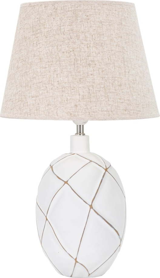 Stolní lampa s textilním stínidlem v bílo-krémové barvě (výška 60 cm) Lines – Mauro Ferretti Mauro Ferretti