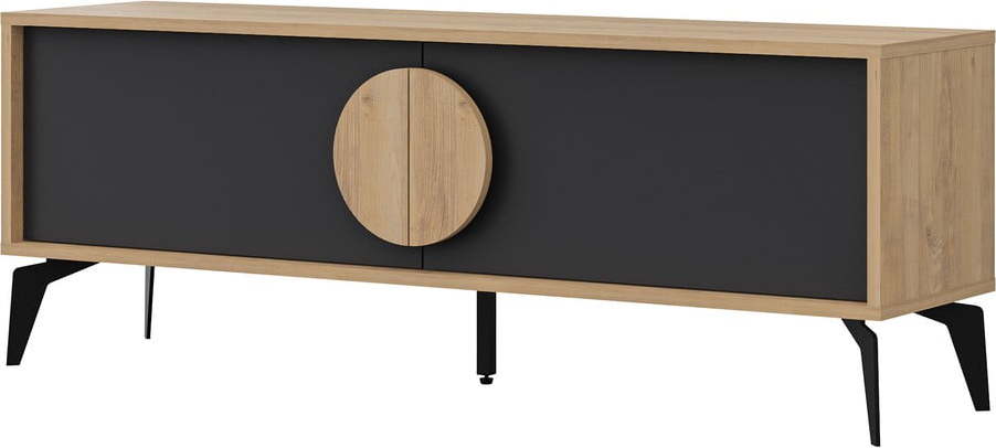 TV stolek v dekoru dubu v černo-přírodní barvě 140x51 cm Vae – Marckeric Marckeric