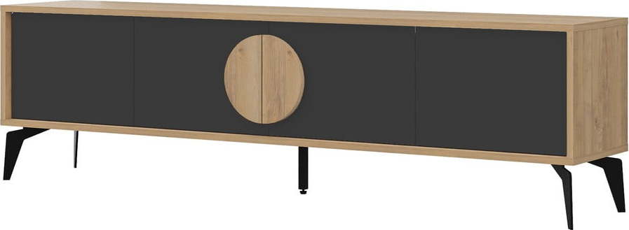 TV stolek v dekoru dubu v černo-přírodní barvě 180x51 cm Vae – Marckeric Marckeric