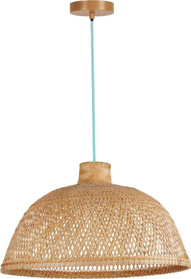 Závěsné svítidlo v tyrkysovo-přírodní barvě s bambusovým stínidlem ø 52 cm – SULION SULION